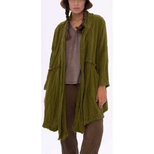 Amici by Baci Moss Green Duster Jacket Large NWT Made in Italy Lagenlook Boho